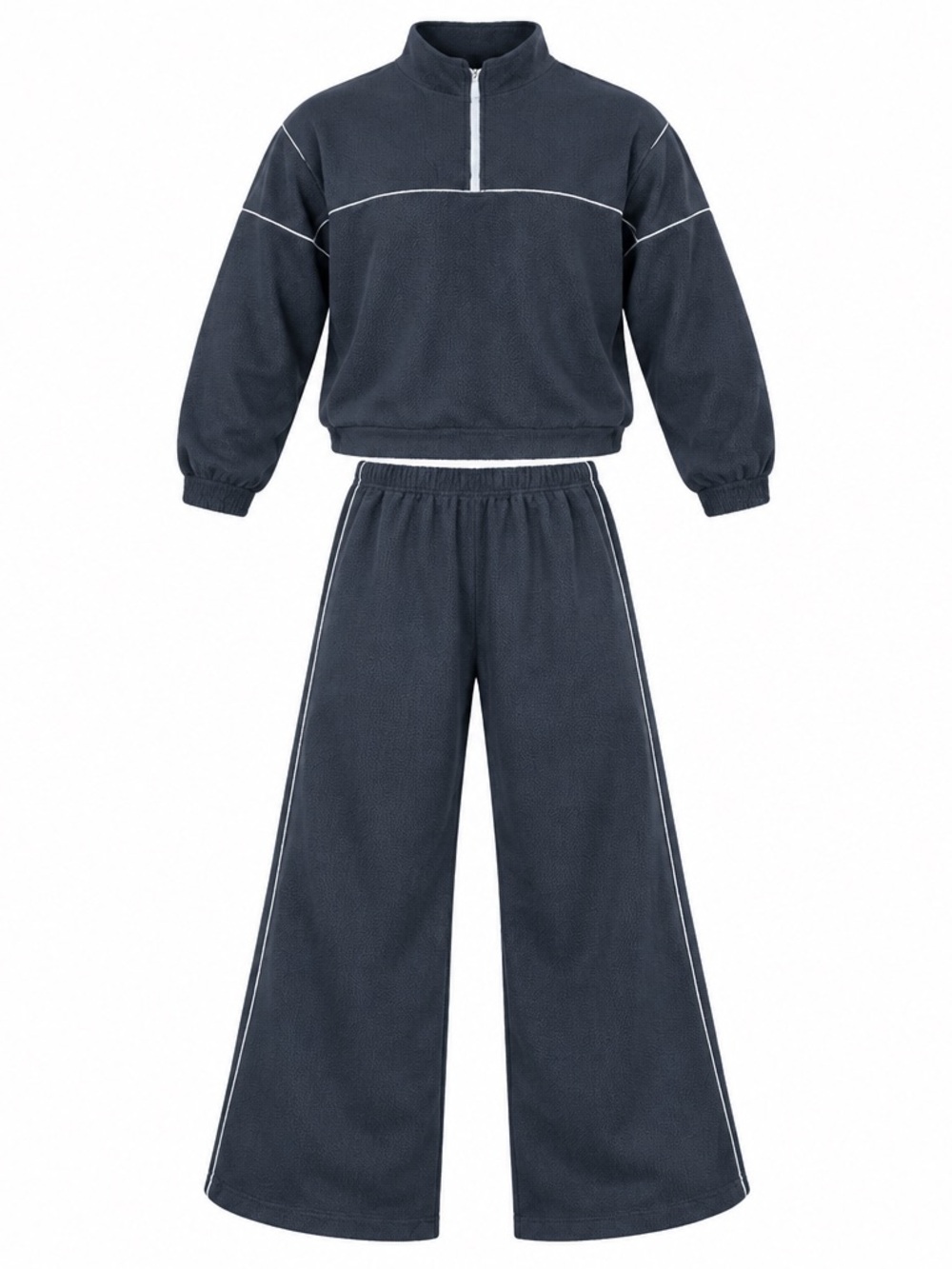 Women’s Tracksuit Set Elastic Waist Pants and Long Sleeve Top Gray Size XXL